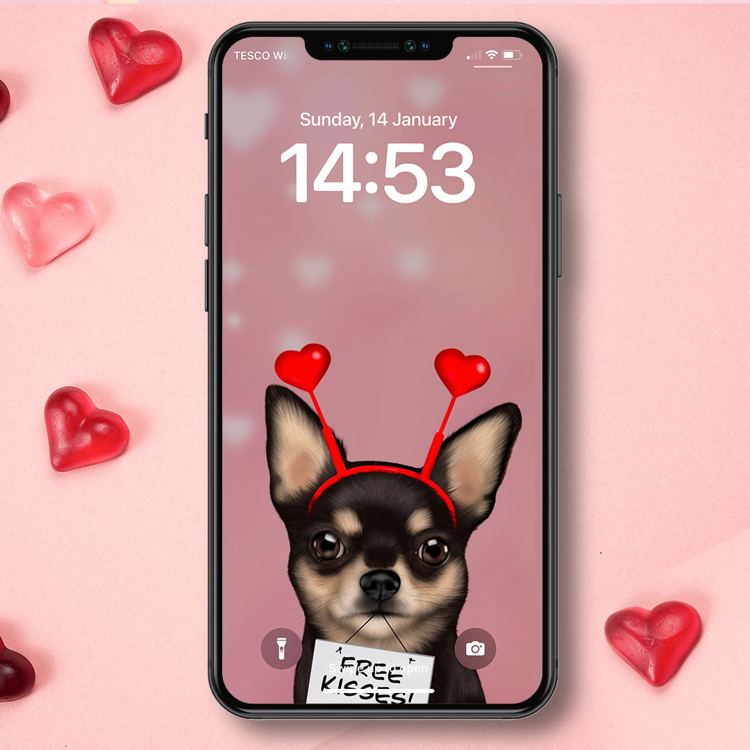 Chihuahua "Free Kisses" Phone Wallpaper