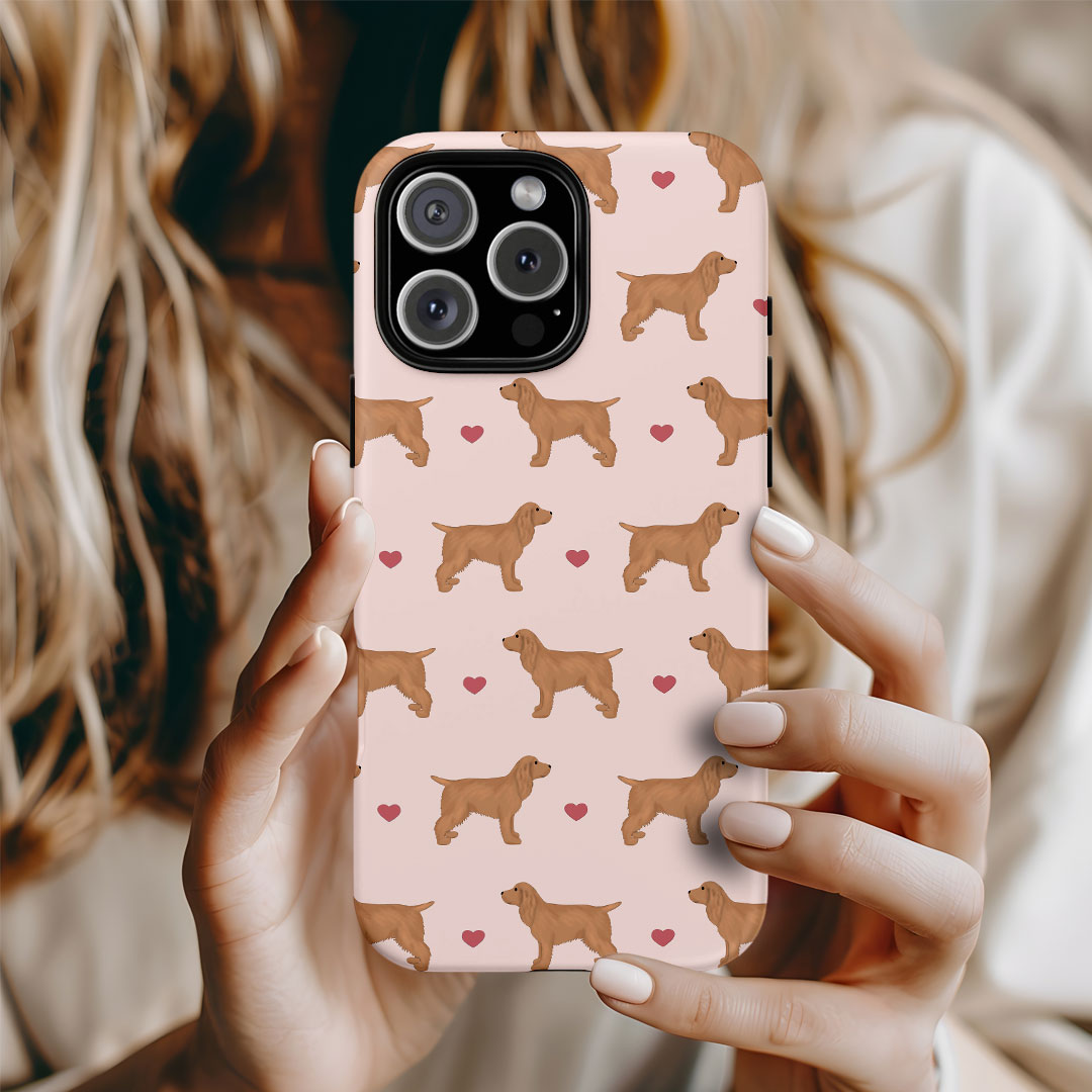 Golden Cocker Spaniels and Hearts iPhone Tough Case