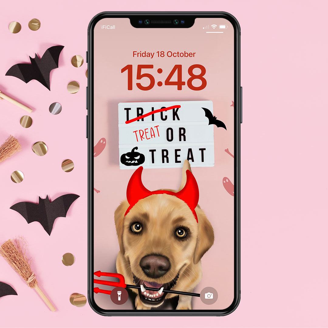 Labrador Treat or Treat Phone Wallpaper