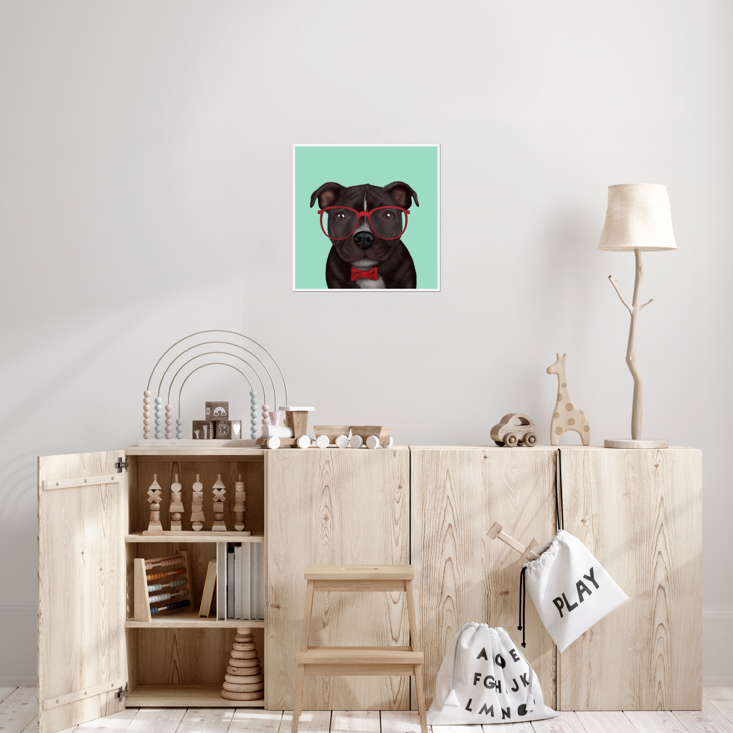 Staffordshire Bull Terrier in Glasses Digital Download