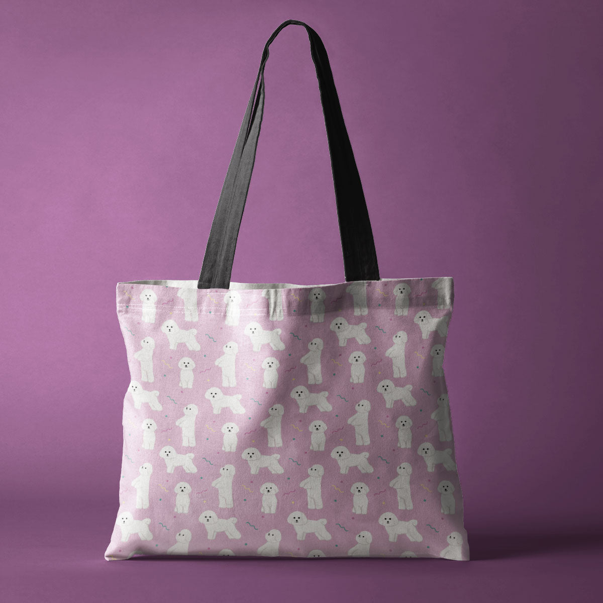 Bichon Frise Pattern Canvas Tote Bag
