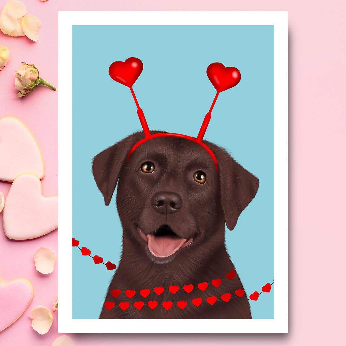 Chocolate Labrador "Free Kisses" Card