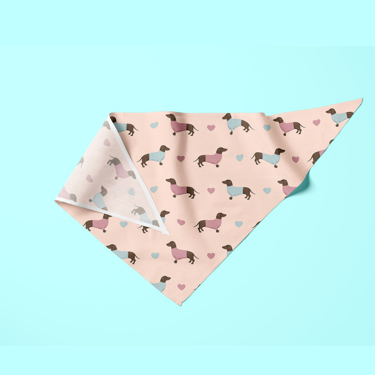 Dachshund and Hearts Dog Bandana