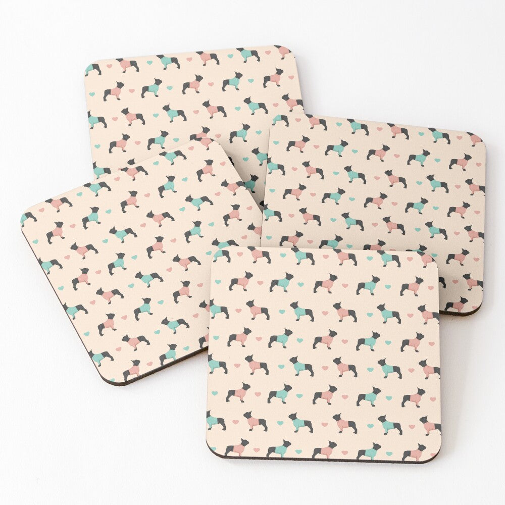 French Bulldogs and Hearts Drinks Coaster