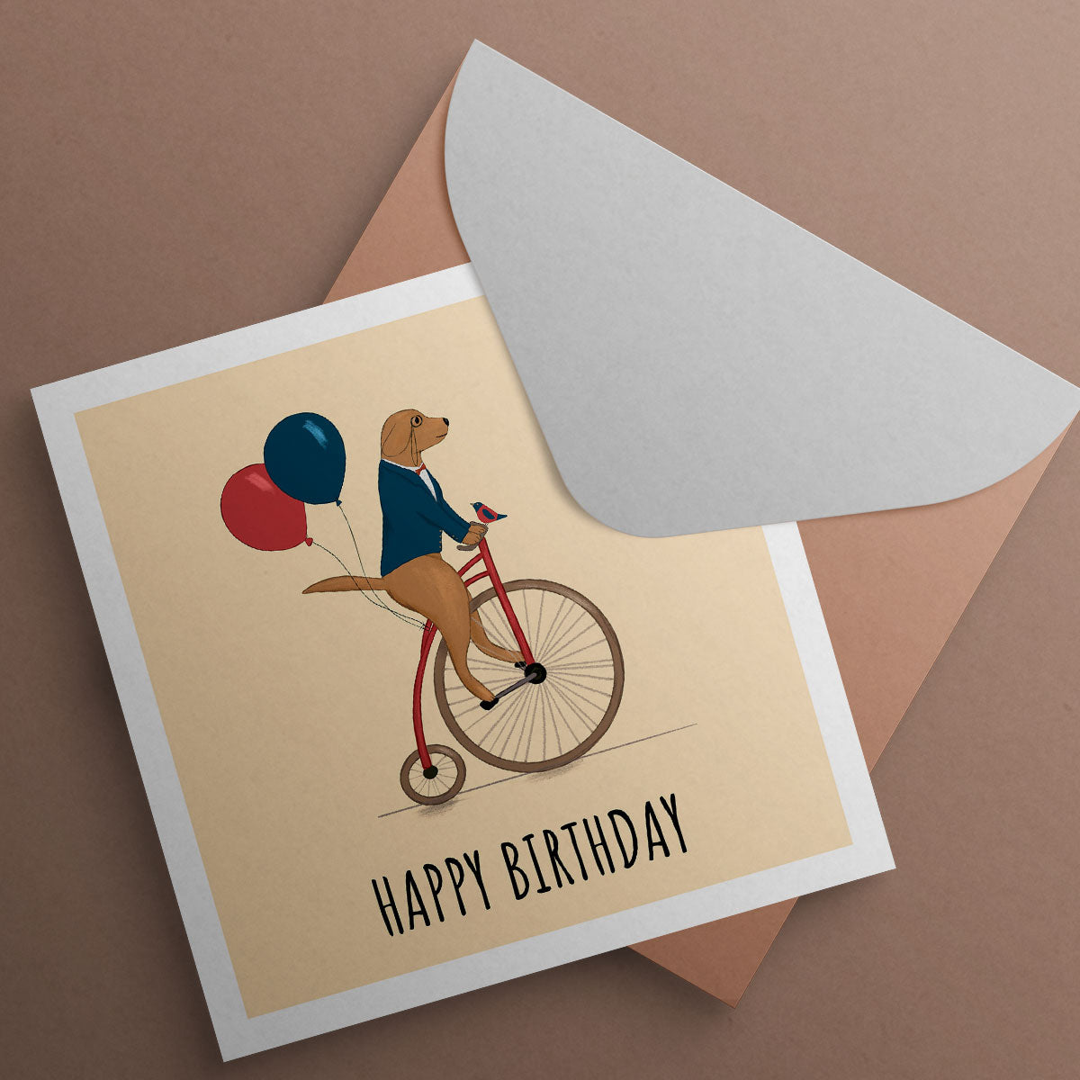 Labrador on Penny Farthing Birthday Card