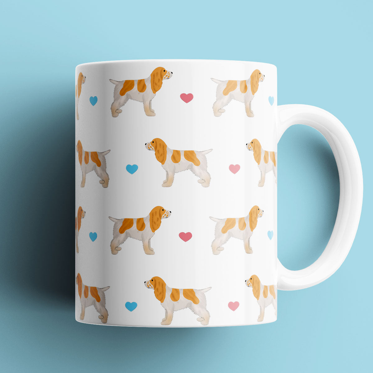 Lemon Roan Cocker Spaniel and Hearts Patterned Mug