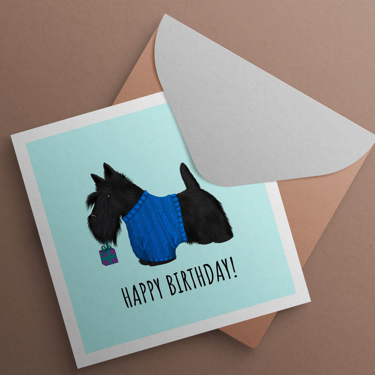 Scottish Terrier with Gift Birthday Card