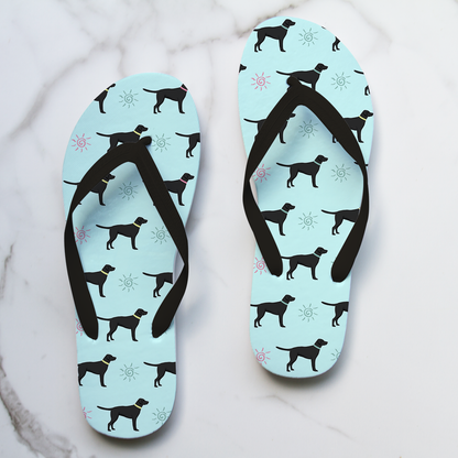 Black Labrador Summer Pattern Flip Flops