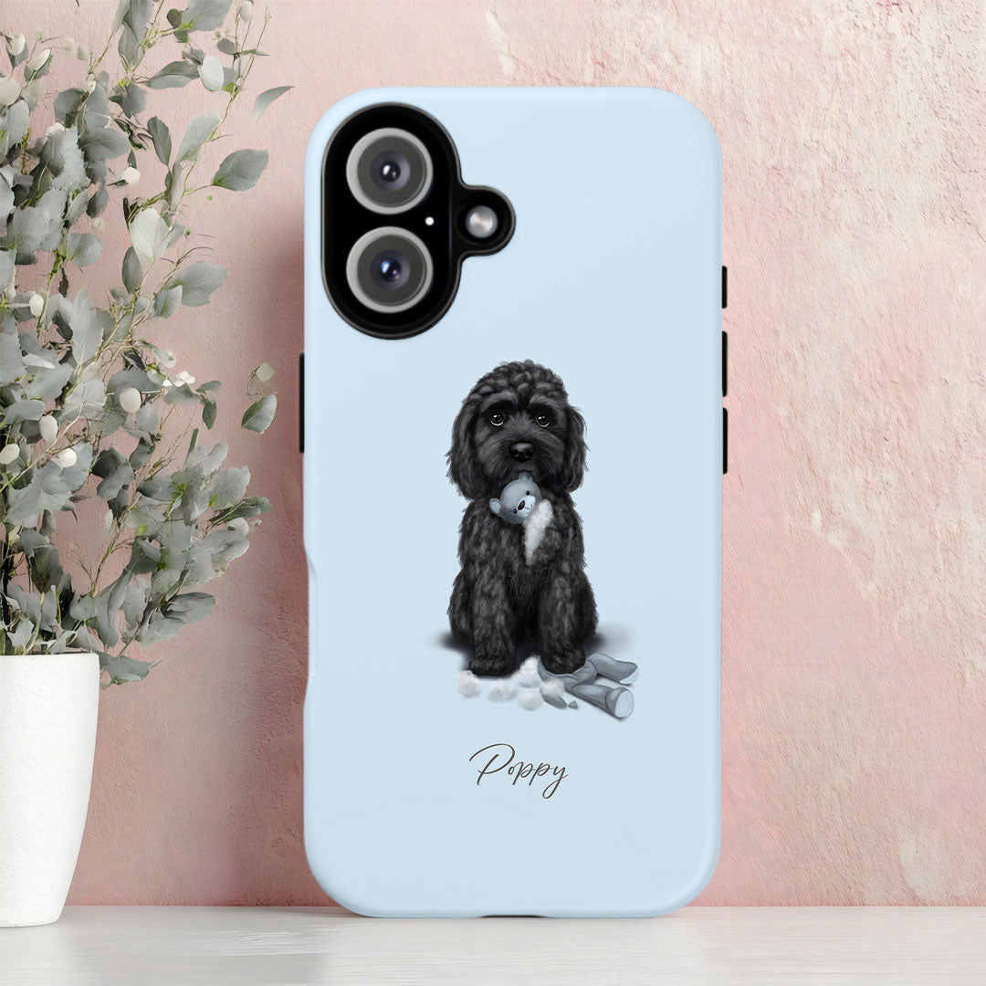 Personalised Black Cockapoo  "Teddy Is Defeated" iPhone Tough Case