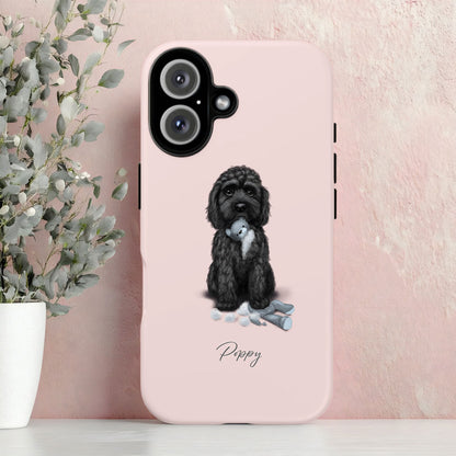 Personalised Black Cockapoo  "Teddy Is Defeated" iPhone Tough Case