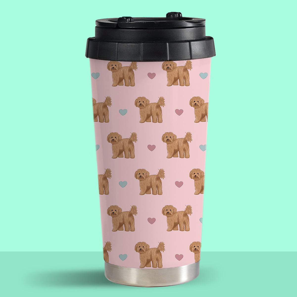 Cavapoos and Hearts Travel Mug