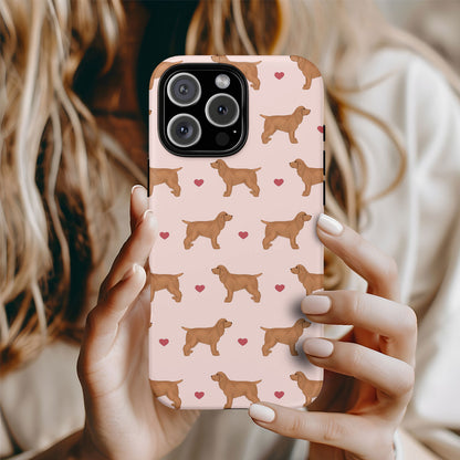 Golden Cocker Spaniels and Hearts iPhone Tough Case
