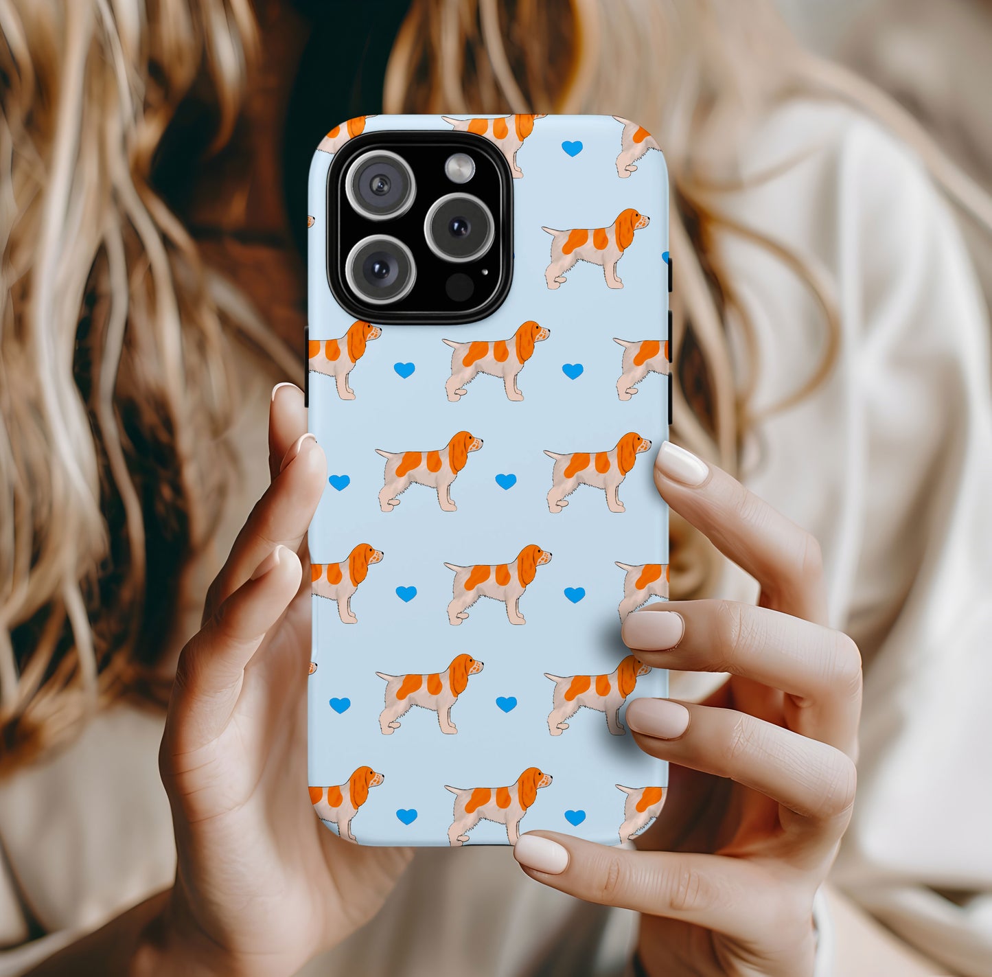 Orange Roan cocker Spaniels and Hearts iPhone Tough Case