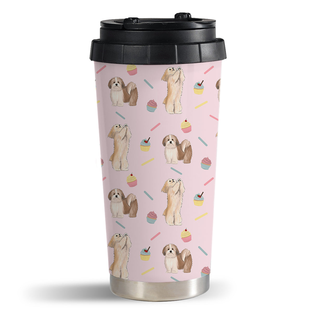 Lhasa Apso and Cupcakes Travel Mug