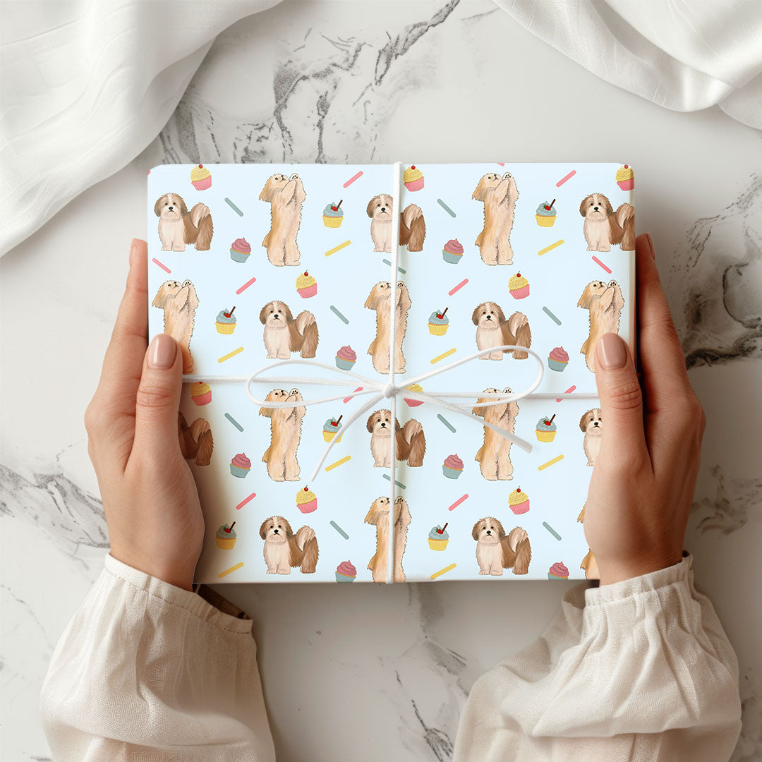 Lhasa Apso and Cupcakes Wrapping Paper