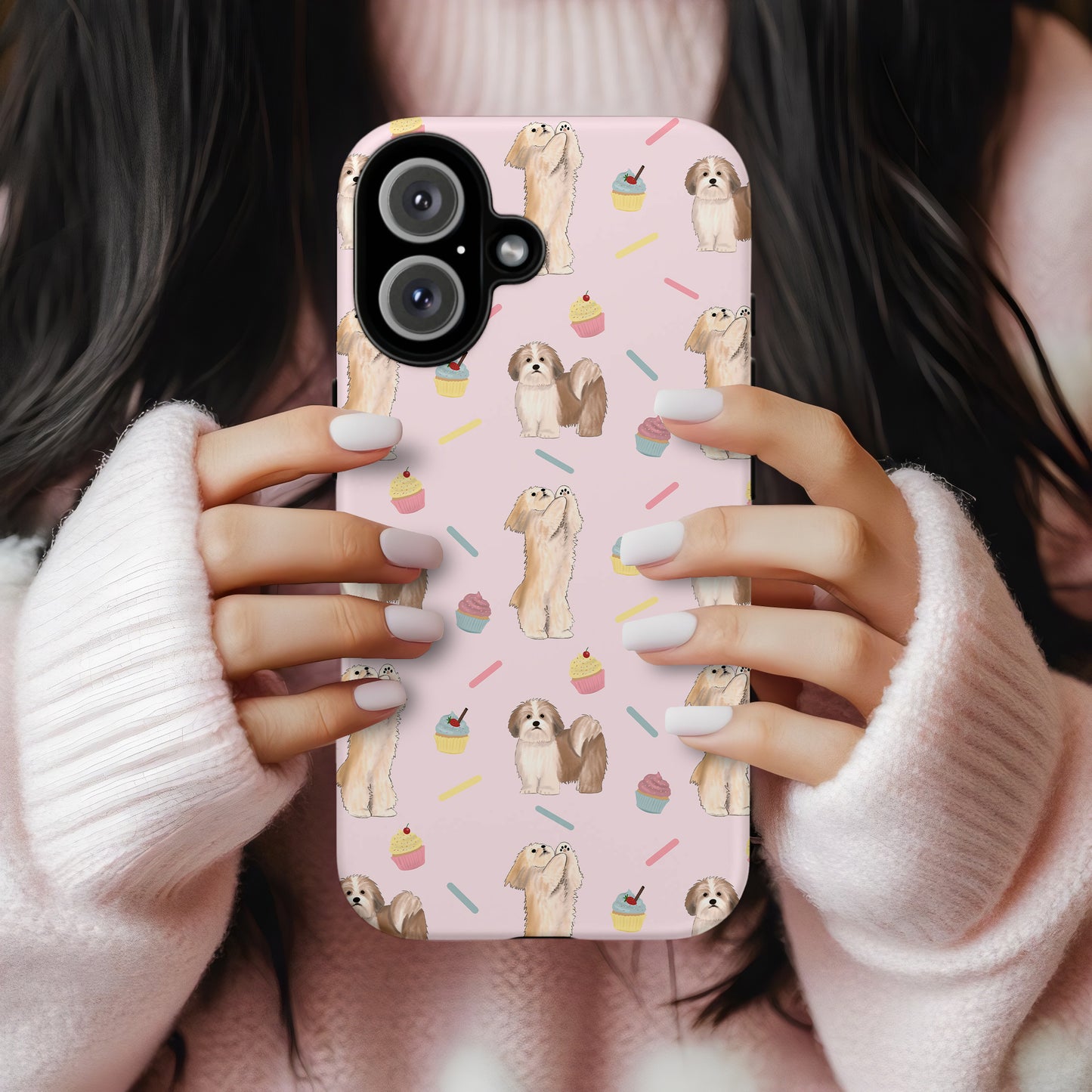 Lhasa Apso and Cupcakes iPhone Tough Case