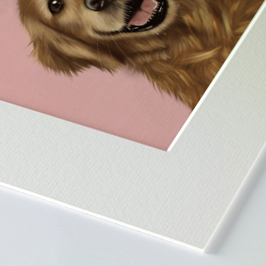 Golden Retriever "got you something" Mounted Print