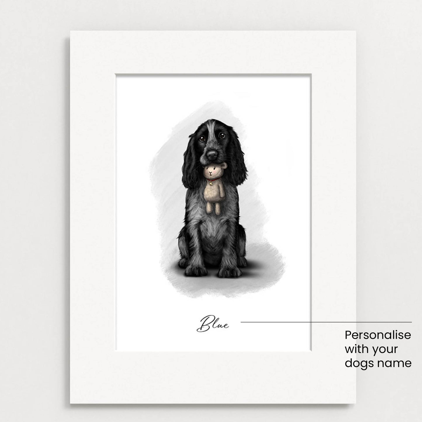 Personalised Blue Roan Cocker Spaniel - Mounted