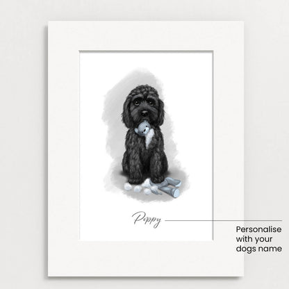 Personalised Black Cockapoo - The Teddy is Defeated - Mounted