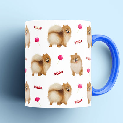 Pomeranian and Candy Patterned Mug