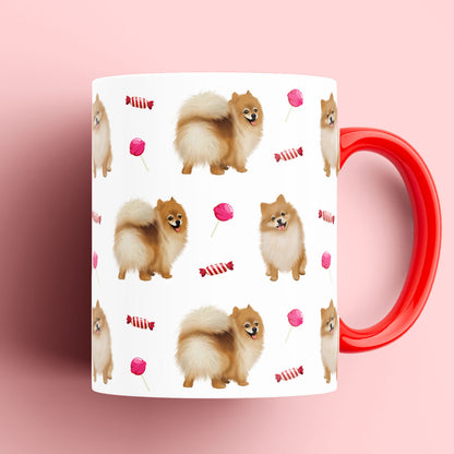 Pomeranian and Candy Patterned Mug