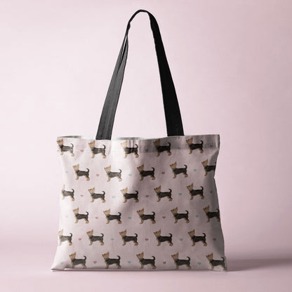 Yorkshire Terrier and Hearts Canvas Tote Bag