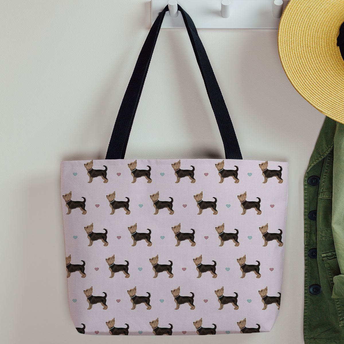 Yorkshire Terrier and Hearts Canvas Tote Bag