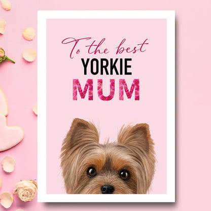 Peeping Yorkshire Terrier Mum Card
