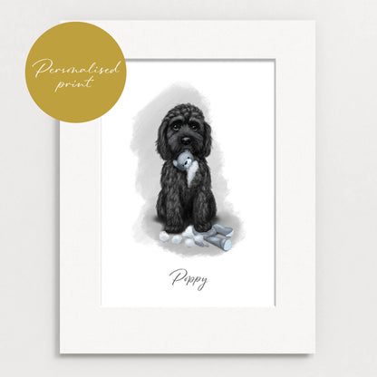 Personalised Black Cockapoo - The Teddy is Defeated - Mounted