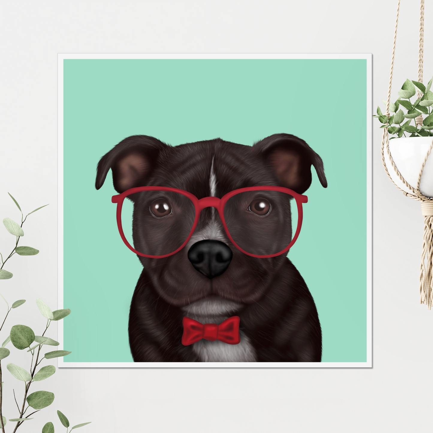 Staffordshire Bull Terrier in Glasses Digital Download