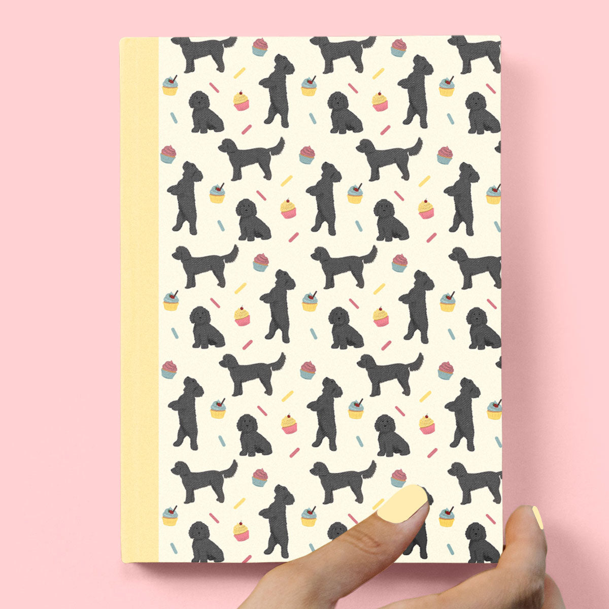 Black Cockapoos and Cupcakes Hardcover Journal