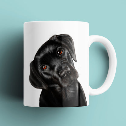 Painted Black Labrador mug by Kitty's Art