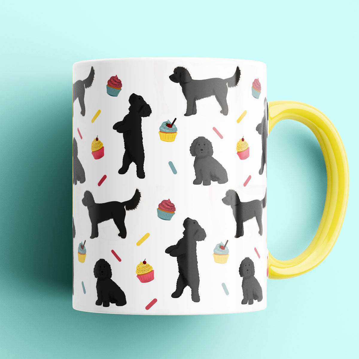 Black Cockapoos and Cupcakes Patterned Mug