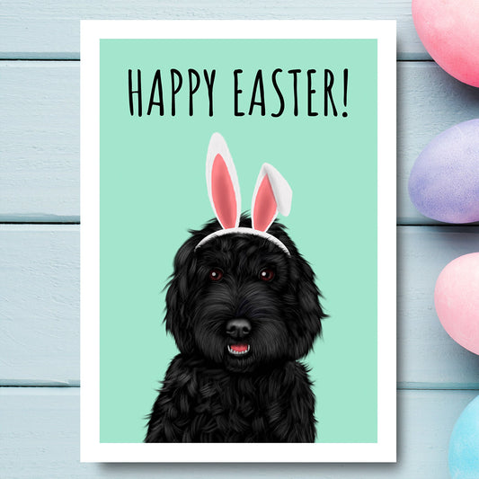 Black Cockapoo Happy Easter Card