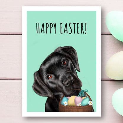 Black Labrador Happy Easter Card