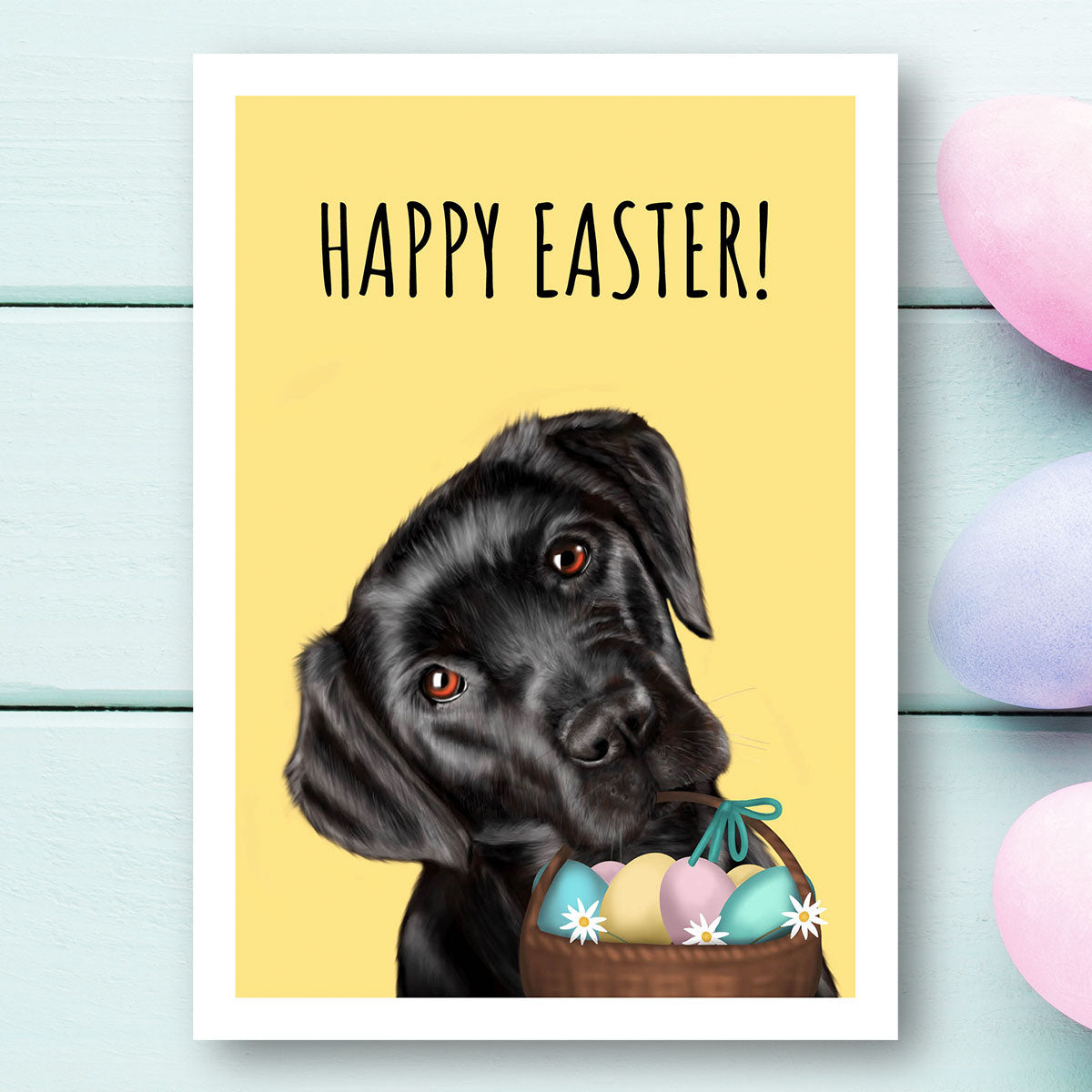 Black Labrador Happy Easter Card