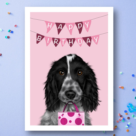 Blue Roan Cocker Spaniel Birthday Card