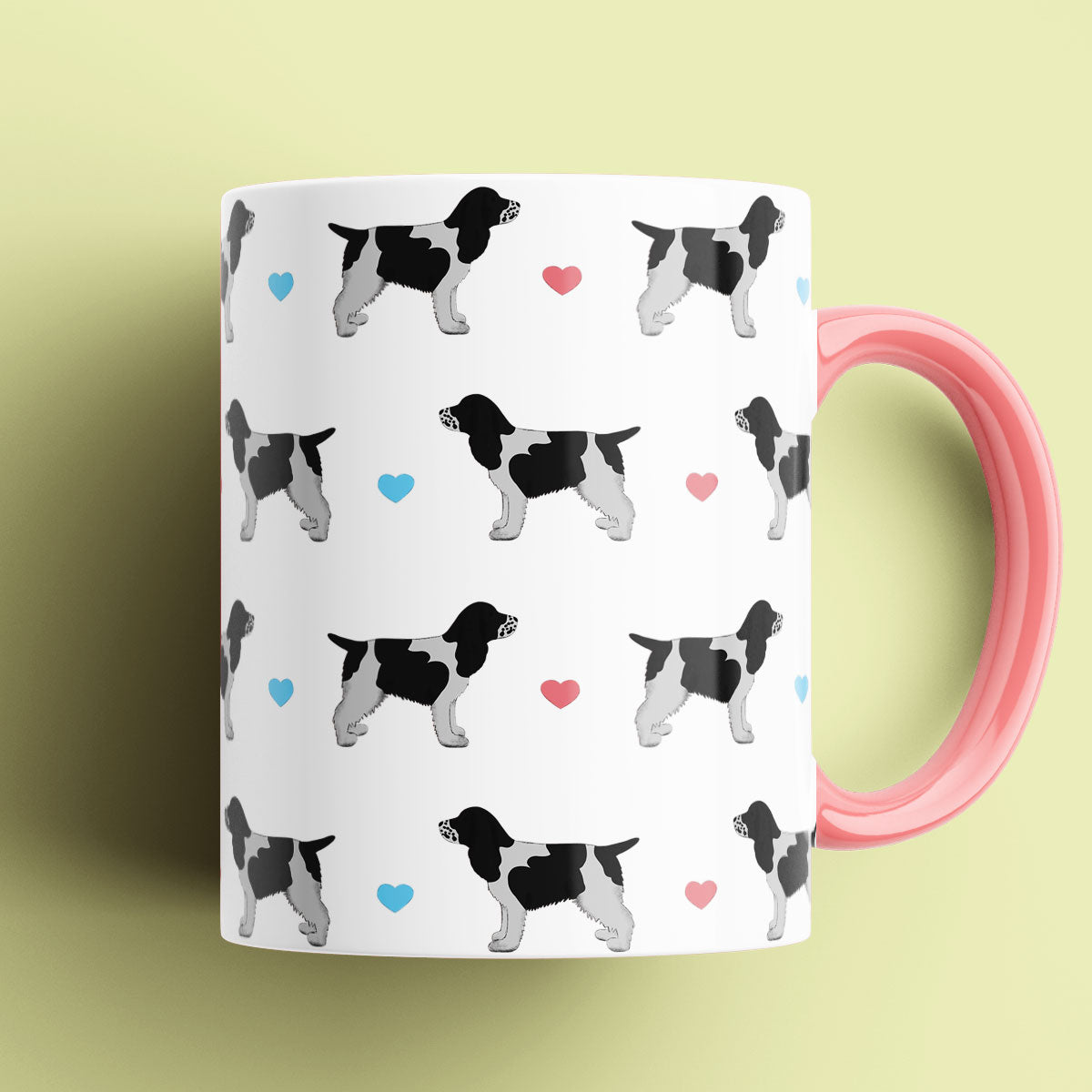 Blue Roan Cocker Spaniel and Hearts Patterned Mug