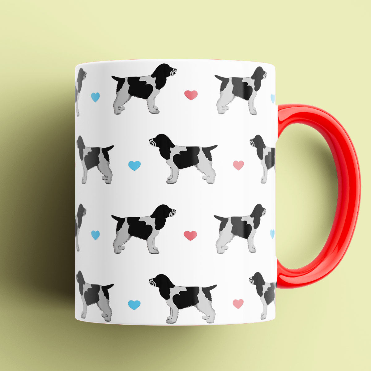 Blue Roan Cocker Spaniel and Hearts Patterned Mug