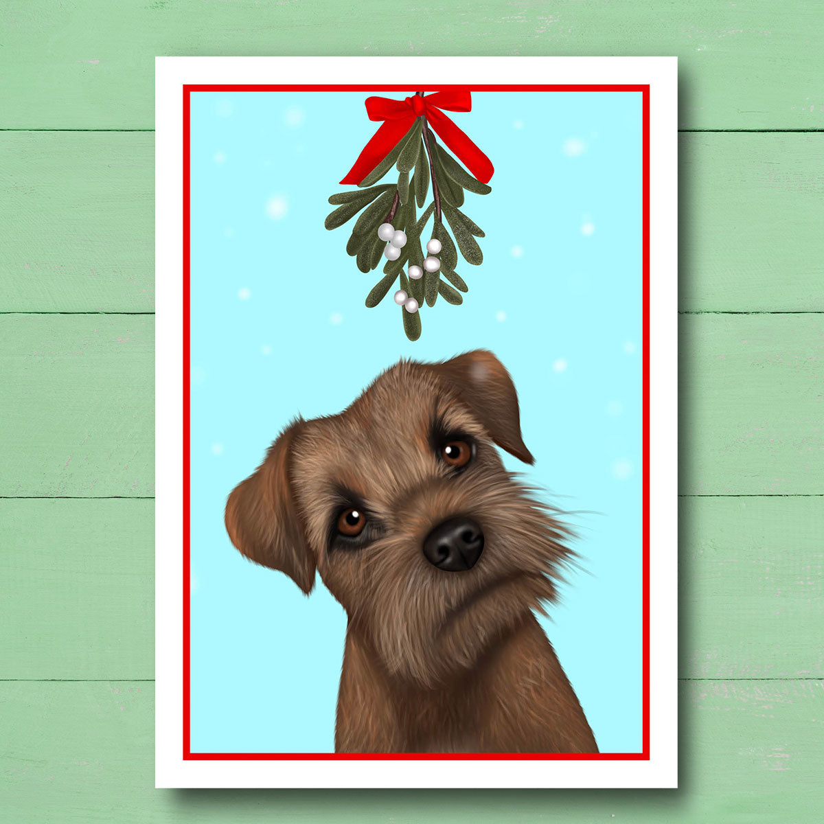 Border Terrier under Mistletoe
