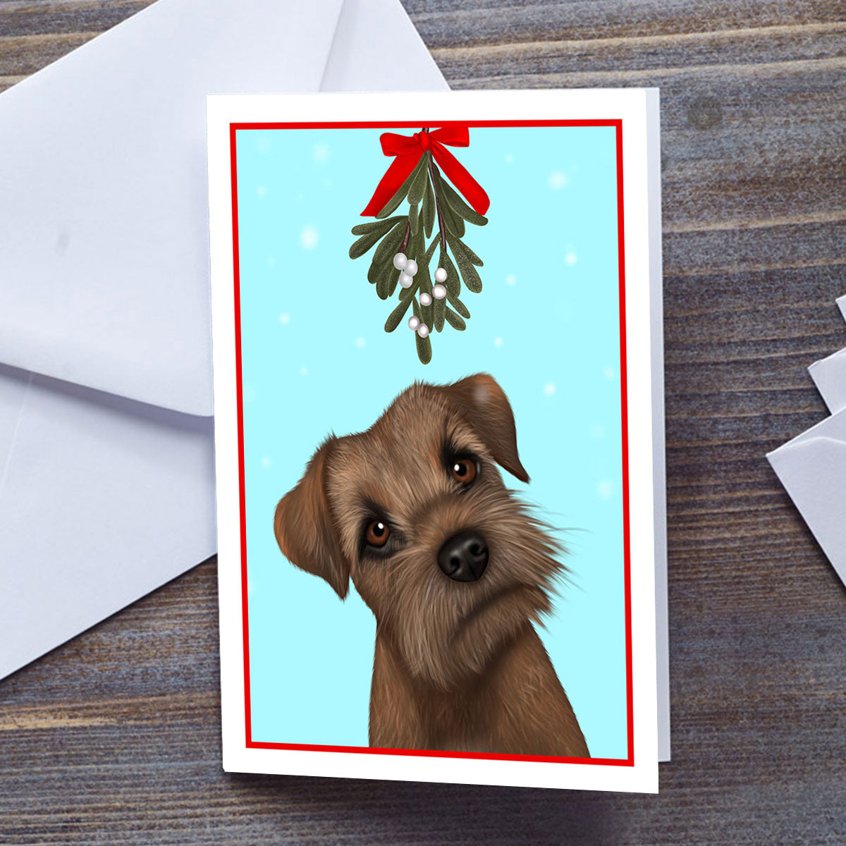 Border Terrier under Mistletoe