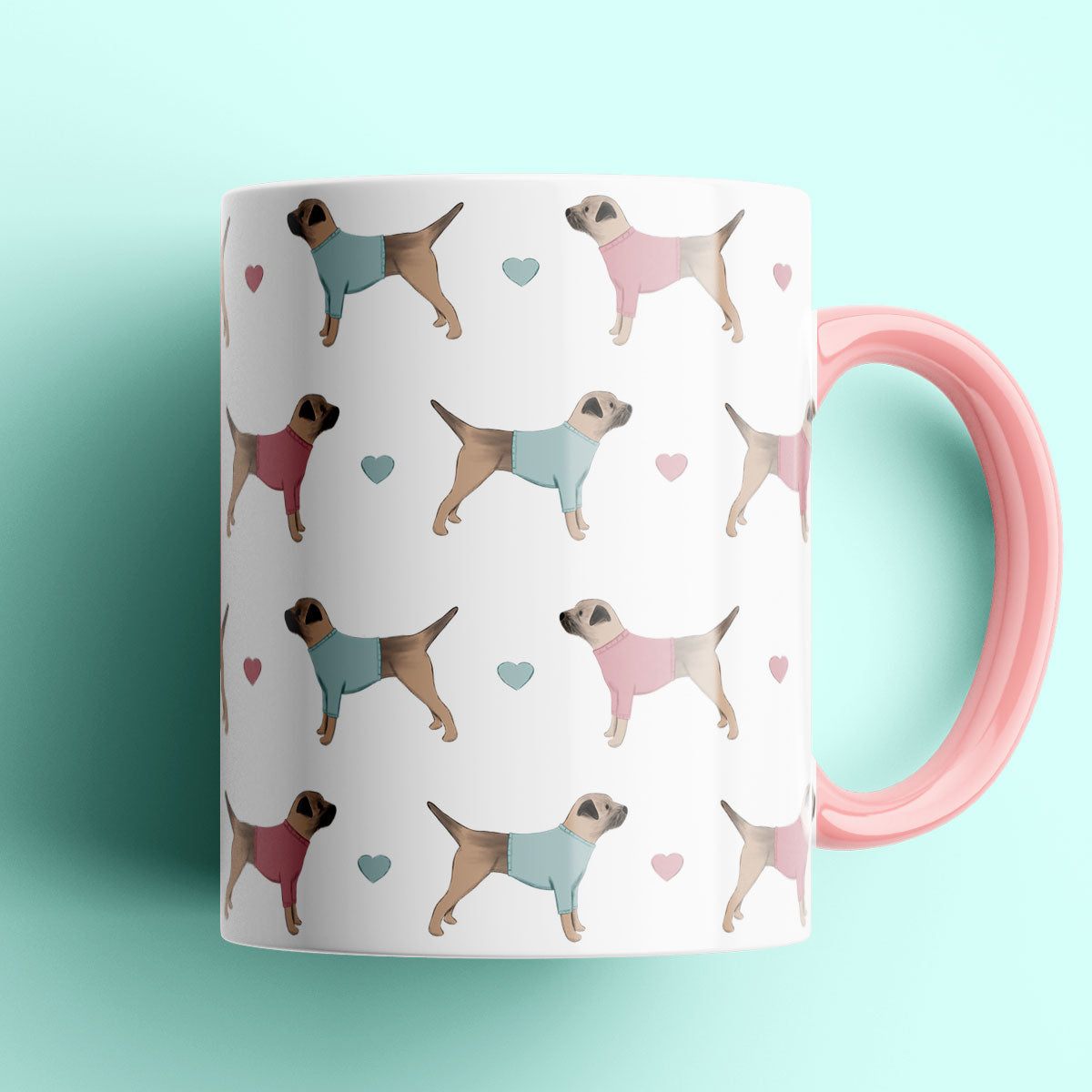 Border Terriers and Hearts Patterned Mug