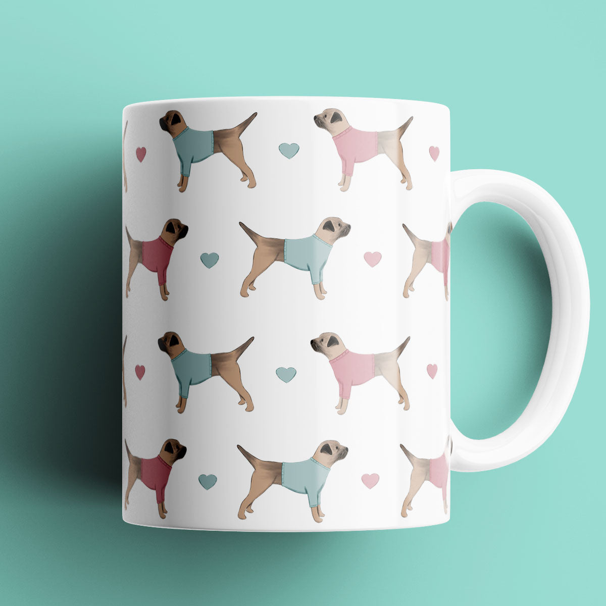 Border Terriers and Hearts Patterned Mug