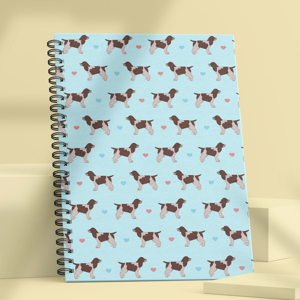 Chocolate Roan Cocker Spaniels and Hearts Patterned Notebook
