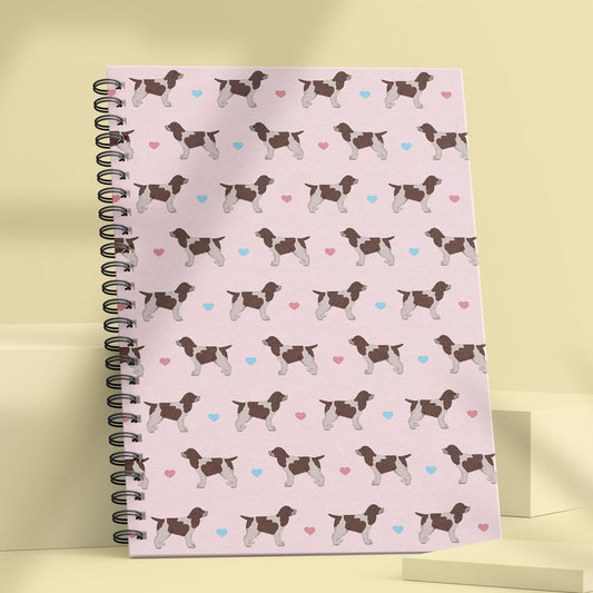 Chocolate Roan Cocker Spaniels and Hearts Patterned Notebook