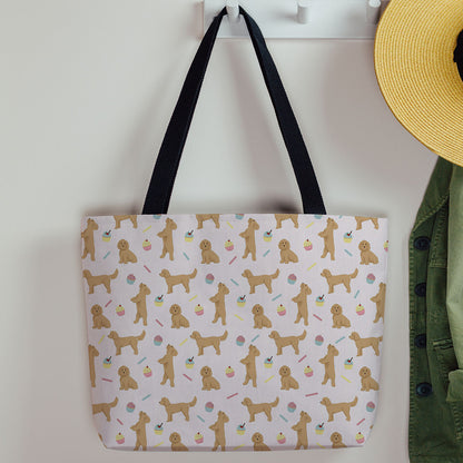 Cockapoos and Cupcakes Pattern Canvas Tote Bag