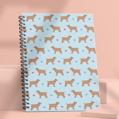 Golden Cocker Spaniels and Hearts Patterned Notebook