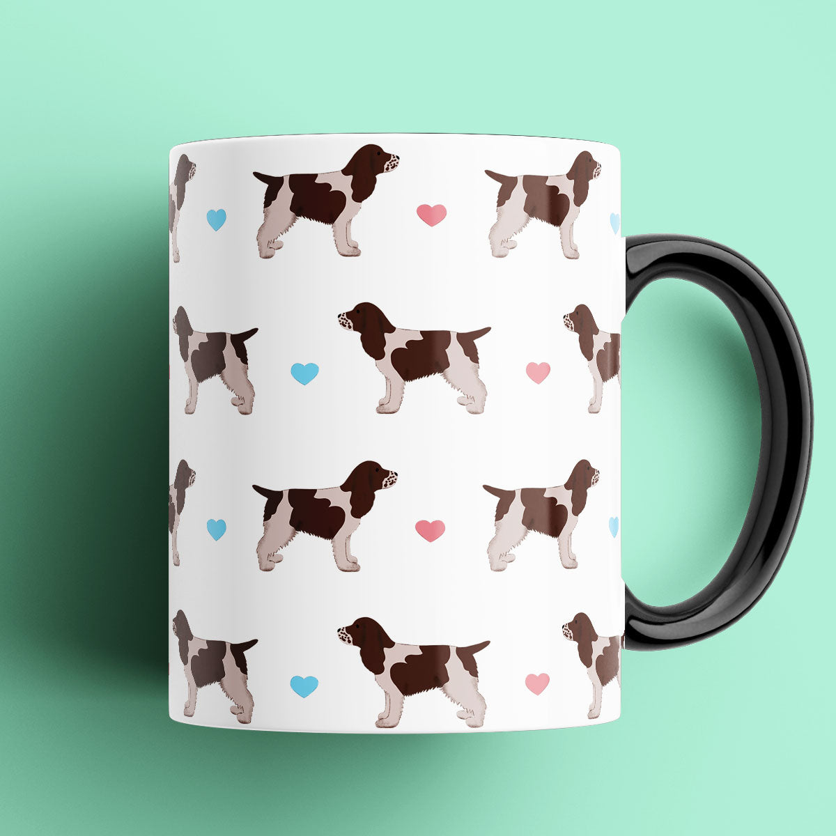 Chocolate Roan Cocker Spaniel and Hearts Patterned Mug