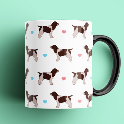 Chocolate Roan Cocker Spaniel and Hearts Patterned Mug