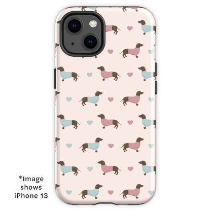 Dachshunds and Hearts Tough iPhone Case